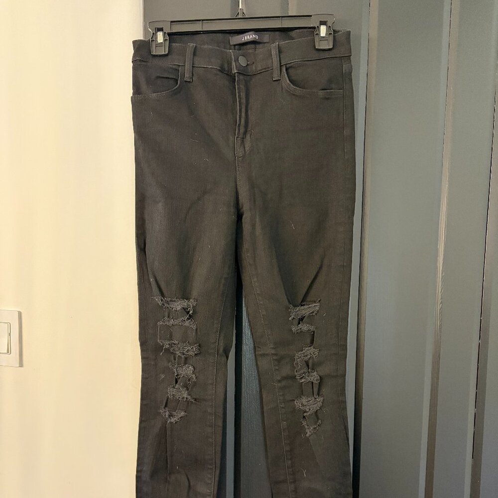 J Brand Maria Skinny Jeans – Black Distressed – Size 27